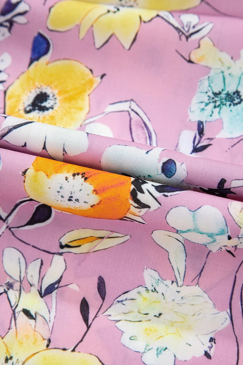 Floral Blouse Colorful Printed Notched Double Layered Ruffle Sleeve Top 2c7b3e27-1261-4e12-8933-1cf3a21bc1cb-Max-Origin Trendsi