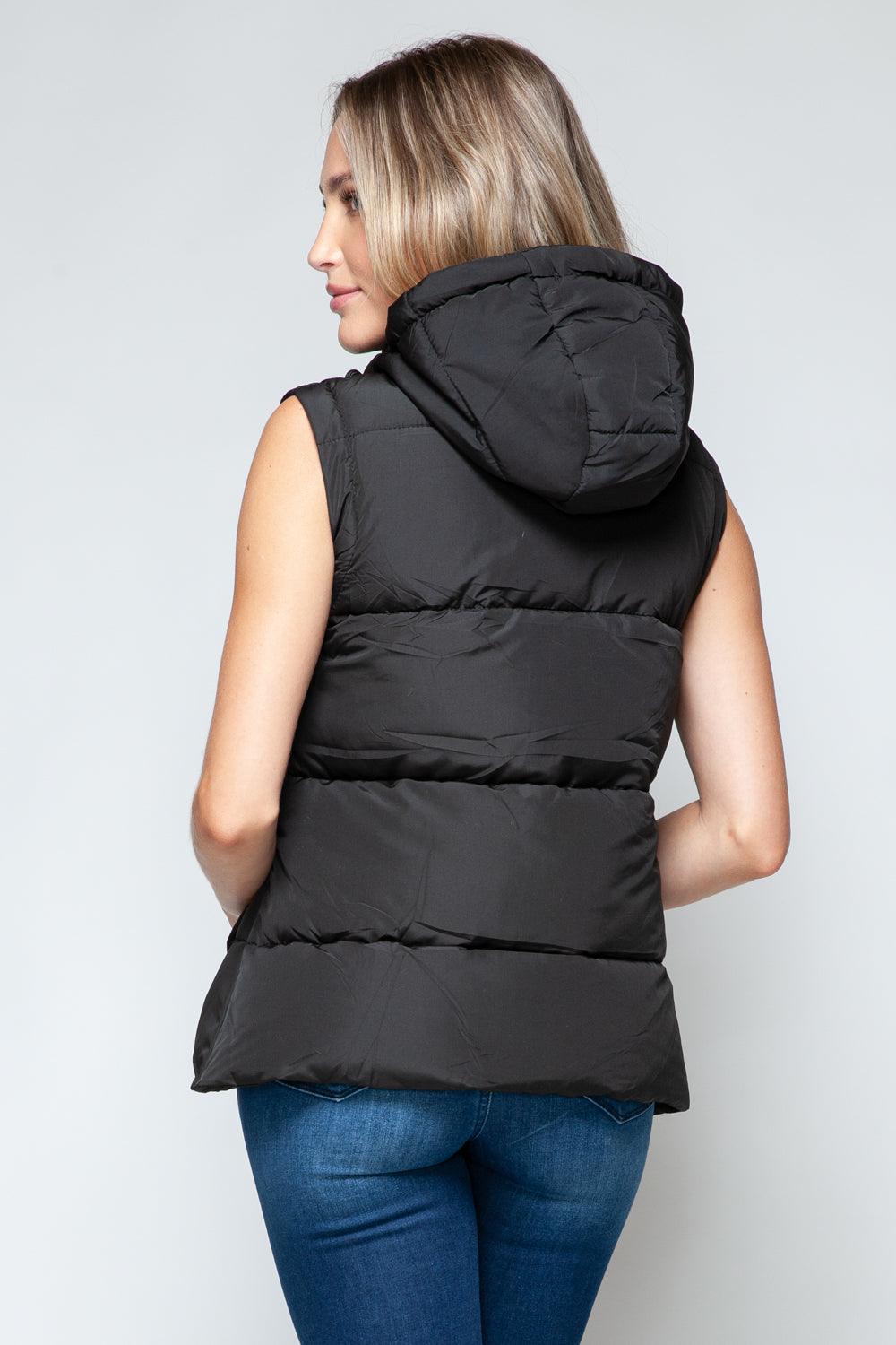 Hooded Vest Snobbish Black Sleeveless Snap and Zip Closure Outwear 2c830641-3817-4ecf-be80-78f47b0e2d80-Max Trendsi