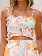 Women's Outfit Set Floral Crop Top Colorful Printed Ruffle Cami and Shorts 2ca71436-39e3-424d-88c3-59cd970d6a35-Max-Origin Trendsi