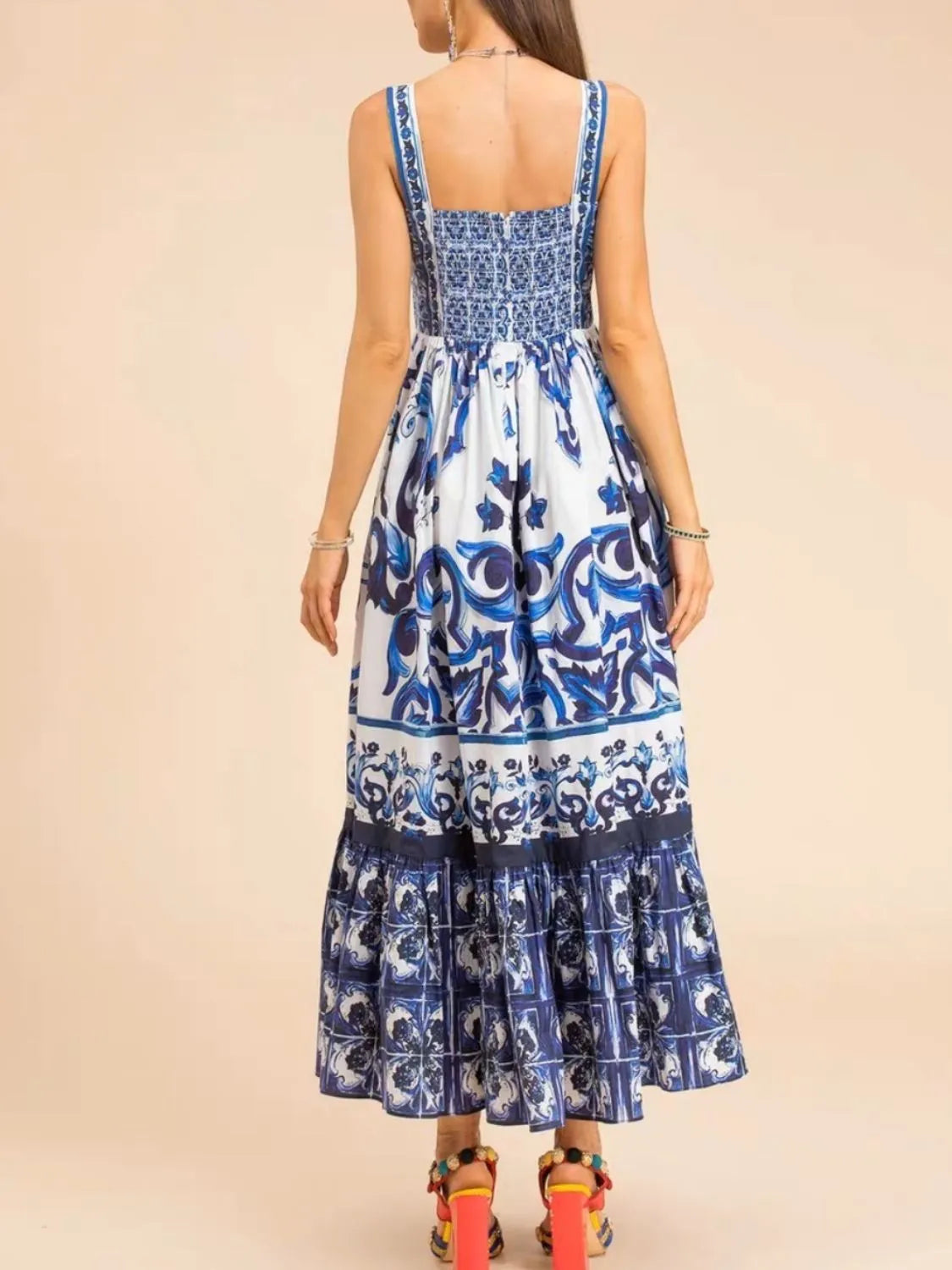 Midi Dress Smocked Printed Wide Strap Ruffled Zipper 2cbda9ef-4cdb-4d06-b28e-a334c7e405ff-Max-Origin Trendsi