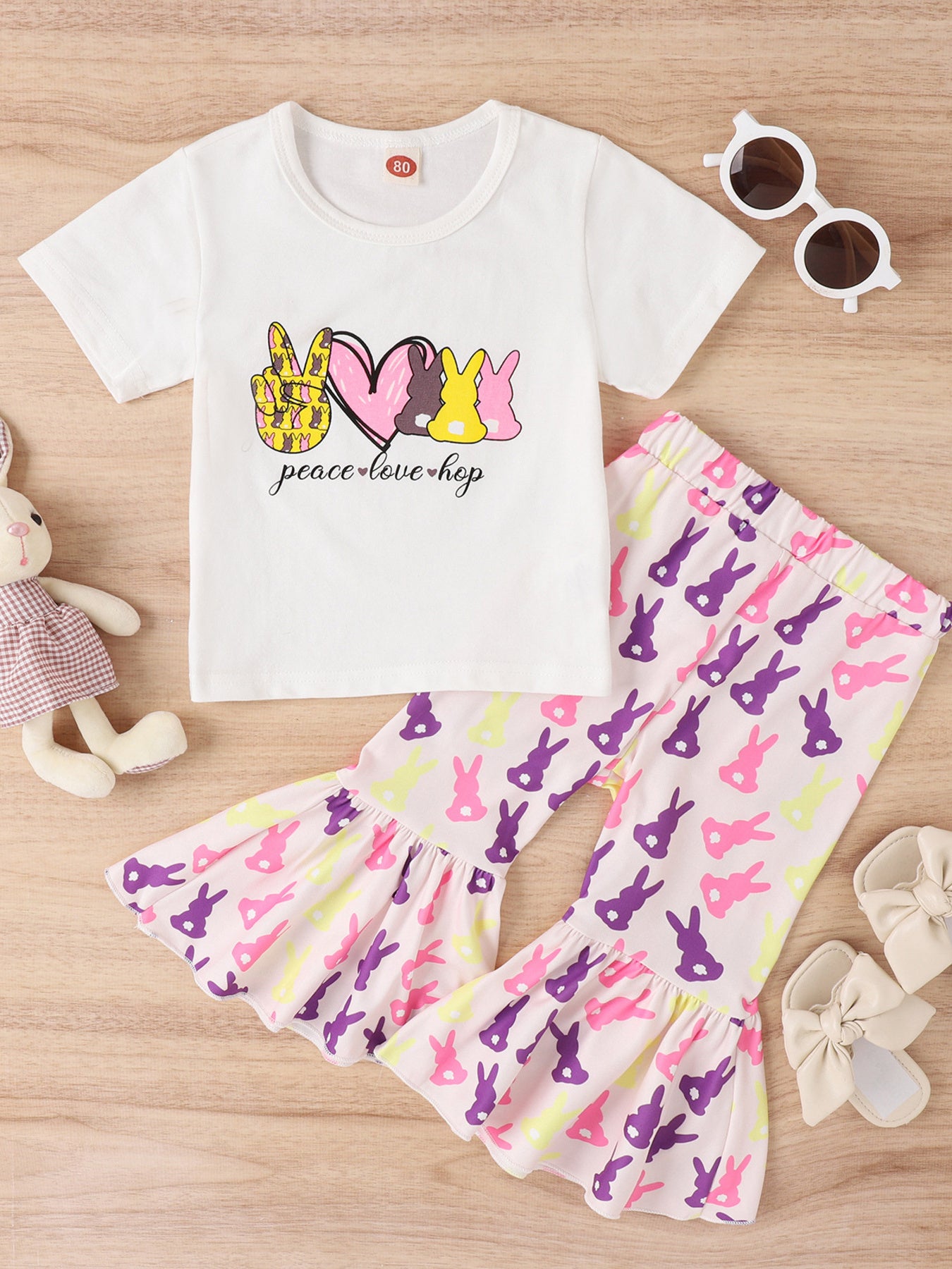 Children's Easter Bunny Short Sleeve Top and Pants Set