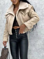 Womens Jacket Cropped Sherpa Trim Zip Up Fashion Outwear 2cfd64bde31b4801afc16bec66285412-Max-Origin Trendsi