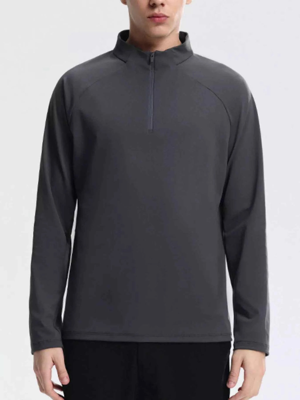 Men's Sweatshirt Cotton Half-Zip Long Sleeve Top Plus Sizes Dark Gray 2d0cd8ba-89c4-4b5a-aa7d-993446dbcb6a-Max-Origin Trendsi