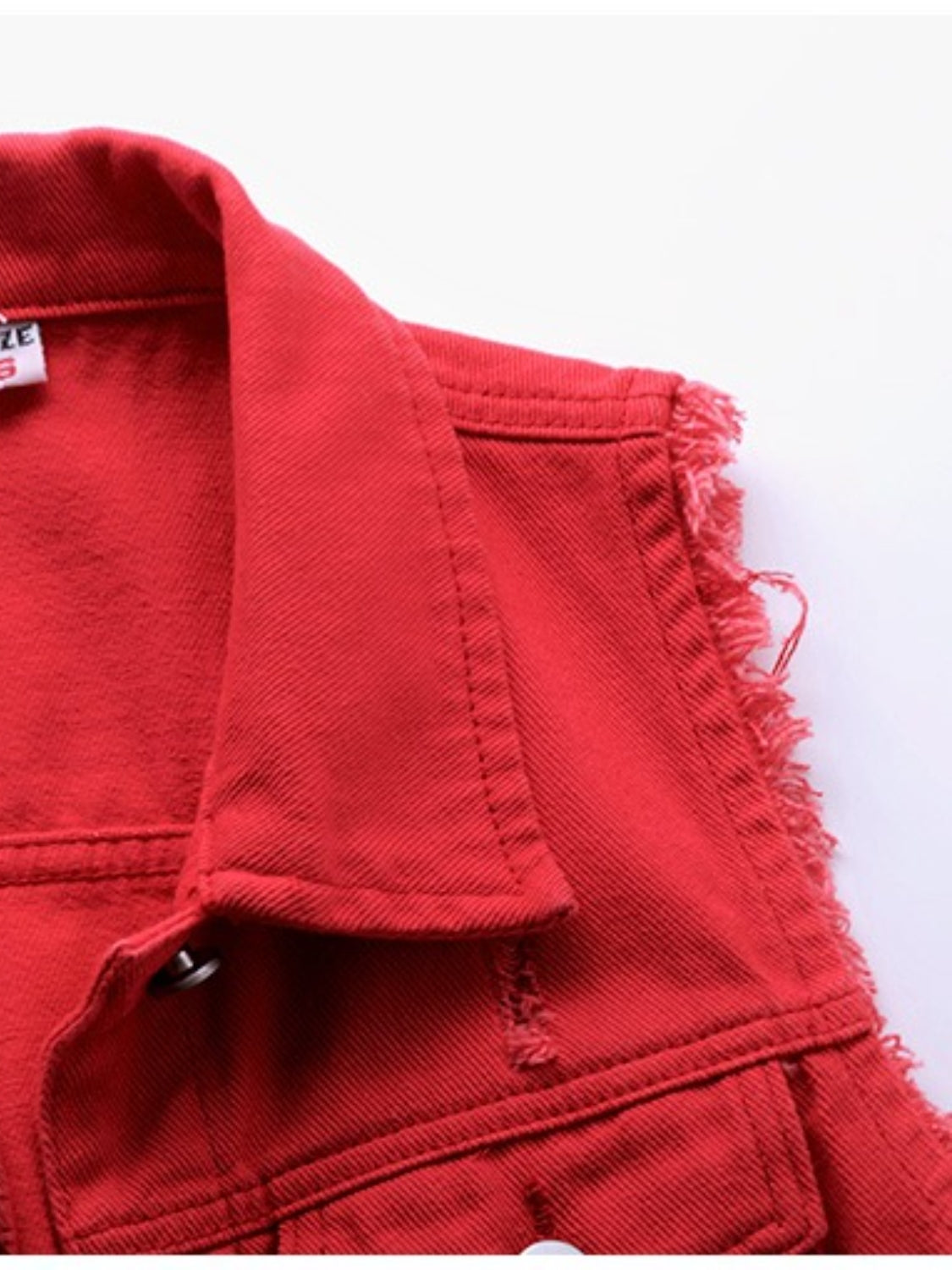 Denim Jacket Women's Raw Sleeveless Flap Pockets Plus Sizes S-5XL 2d1e13f3-212f-4d3c-bf33-ab8be11f0758-Max Trendsi