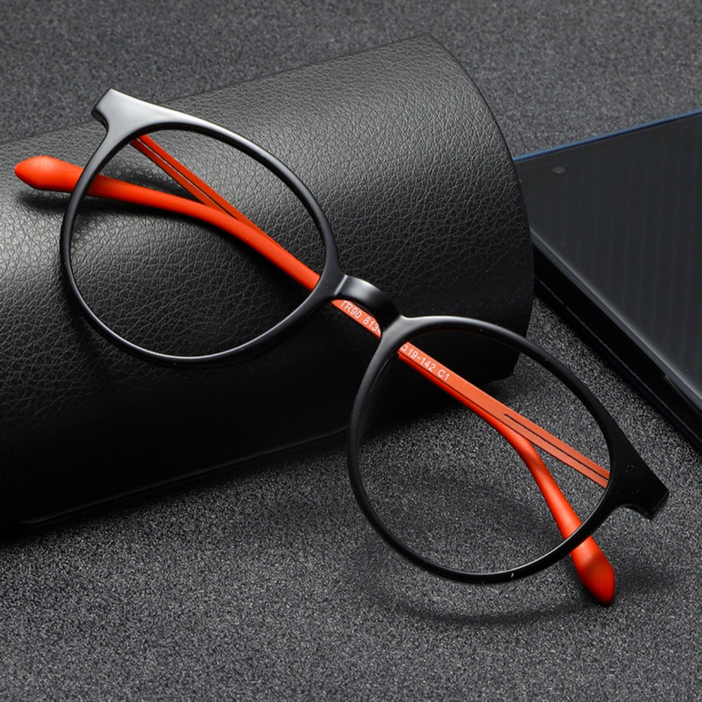 Lightweight Round Frame Glasses - One Pair with Acetate Frame and Polycarbonate Lenses