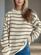Striped Sweater Round Neck Long Sleeve Oversized Soft Knit Pullover 2d33a157-55d7-496b-a964-d574e21c4427-Max Trendsi