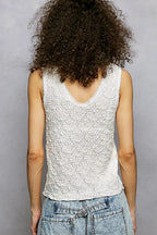 POL V-Neck Tank Top Off White Textured Knit with Lace Trim Sleeveless 2d3462d8-cdcb-43d8-9562-a55ea991b2fb-Max-Origin Trendsi
