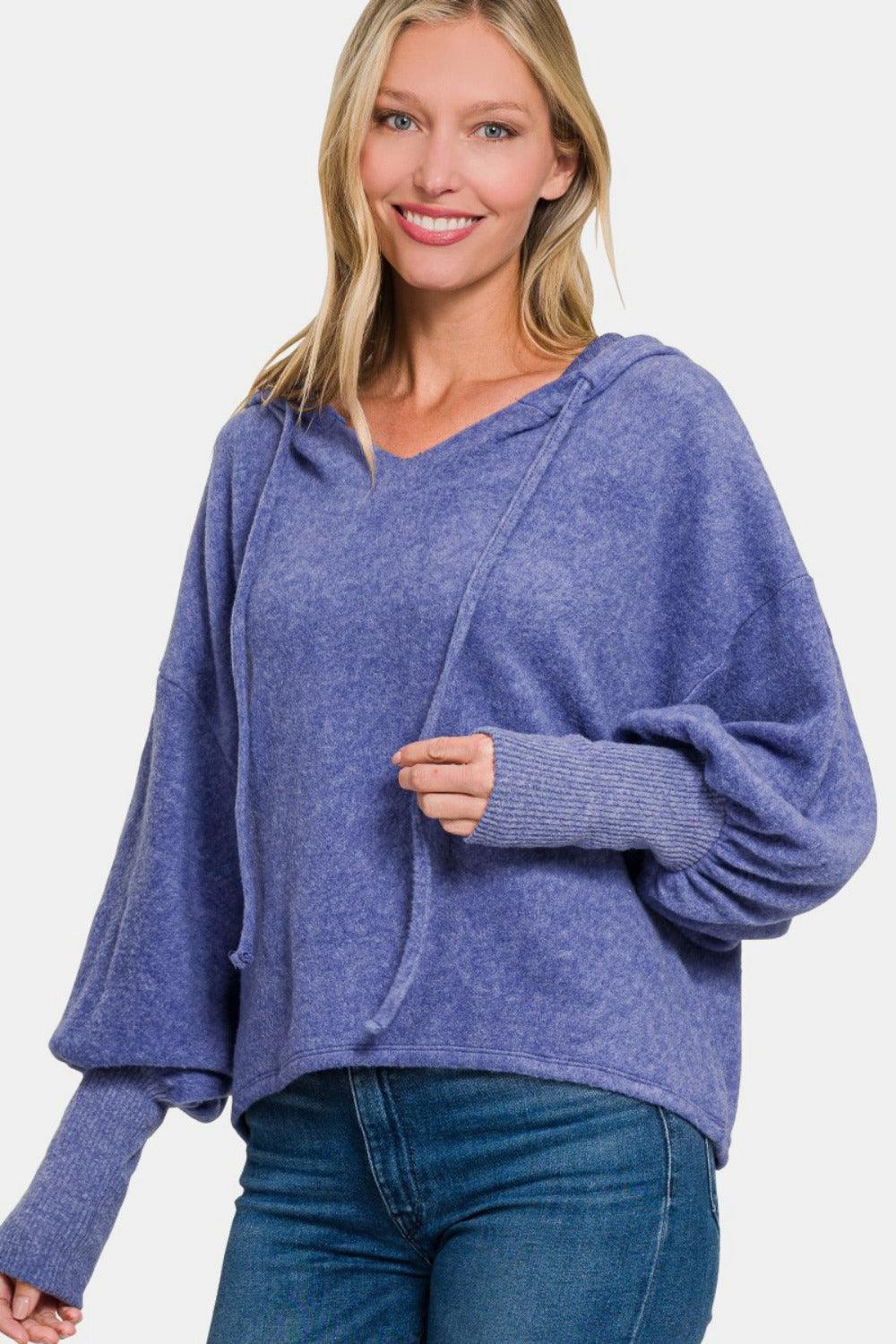 Zenana US Cropped Hoodie Brushed Hacci Drop Shoulder Long Sleeve Marlin 2d40f568-6ff8-4806-9f55-094e69bf4f25-Max Trendsi