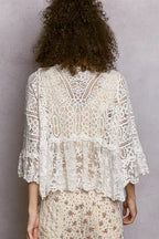 POL Crochet Cardigan White Floral Lace Short Sleeve with Tassel Tie 2d46b6e7-d88d-49fb-92cd-020bdfdbde30-Max-Origin Trendsi