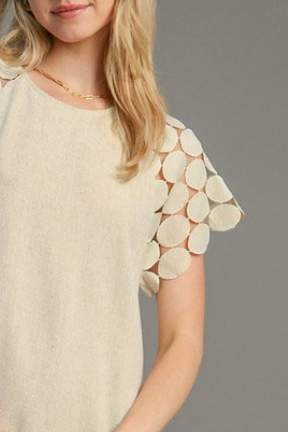 Umgee Mini Dress Round Neck Cut Out Short Sleeve Cotton Basic Style 2d5ea36b-030f-4e32-b2dd-3371c5d5900e-Max Trendsi