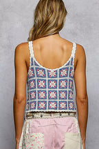 POL Cropped Crochet Cami Blue Floral Scalloped Edge with Granny Square Pattern 2d67ca08-5627-4e16-a806-443ec120ab5a-Max-Origin Trendsi