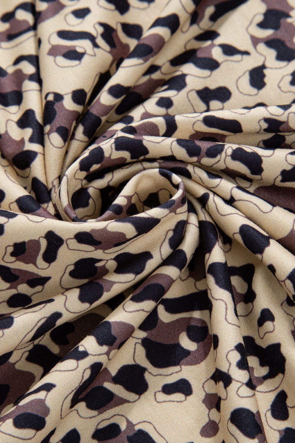 Leopard Sweatshirt Women's Oversized Long Sleeve Round Neck Side Slit Pullover