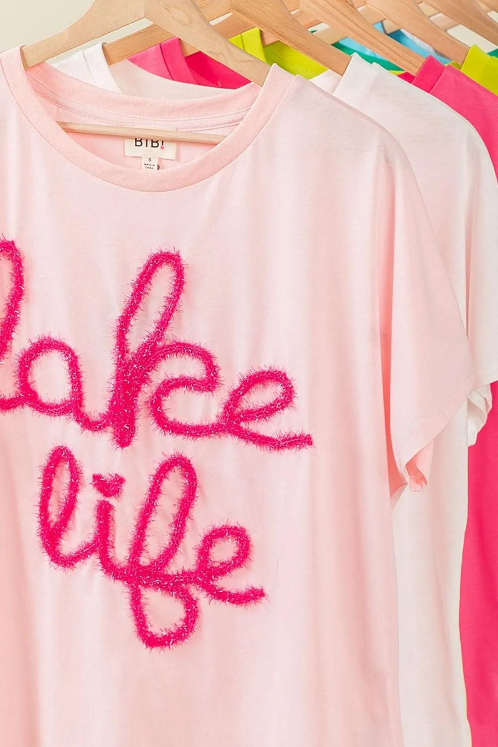 BiBi Cotton T-shirt Lake Life Metallic Glitter Letter Short Dolman Sleeve Top 2d815e19-ef8c-4b13-be96-7d56da7a1553-Max-Origin Trendsi