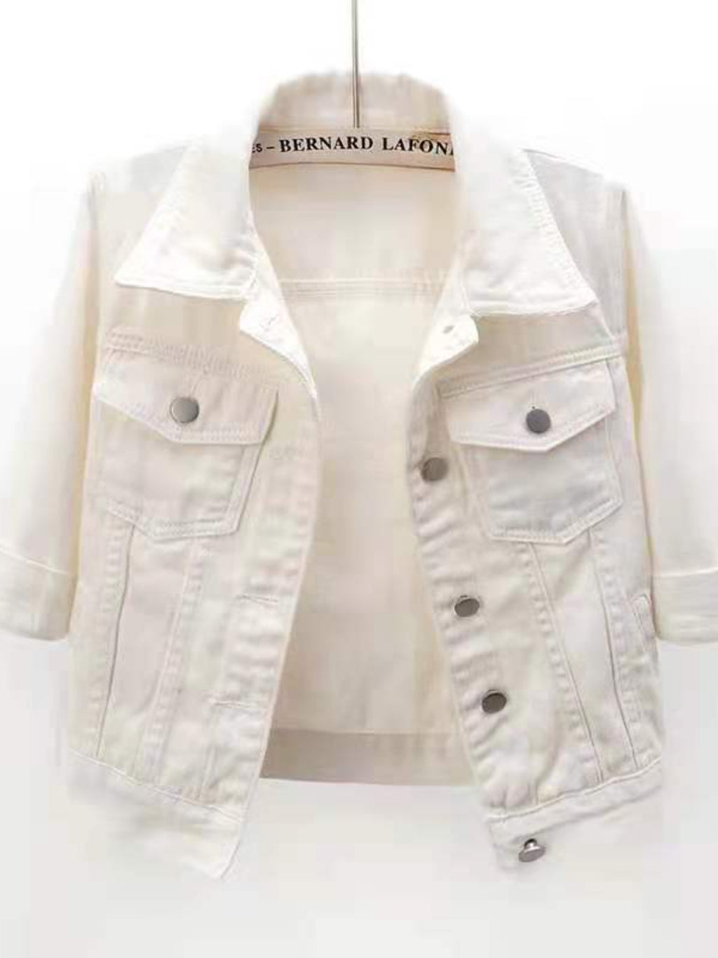 Cropped Denim Jacket Women's Half Sleeve Flap Pockets Plus Sizes S-5XL 2d8b5c54-c599-45d7-9b95-d4fa3dc186eb-Max Trendsi