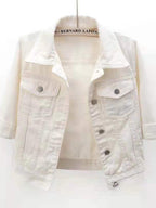 Cropped Denim Jacket Women's Half Sleeve Flap Pockets Plus Sizes S-5XL 2d8b5c54-c599-45d7-9b95-d4fa3dc186eb-Max Trendsi