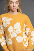 Umgee Women's Sweater Floral Mustard Long Sleeve Round Neck Pullover 2dbce68a-9249-4de4-9ca7-a4f9753f9893-Max-Origin Trendsi