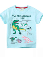 Boy's T-Shirt Cotton Children's Aqua Blue Dinosaur Graphic Print Short Sleeve Top Aqua 2dcf0748-496f-456b-bd50-aba023b63ec7-Max-Origin Trendsi