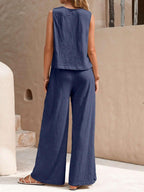 Outfit Set Round Neck Sleeveless Top and Wide Leg Pants Set 2dd8d56d-2639-481b-8795-cd3924e72c68-Max Trendsi