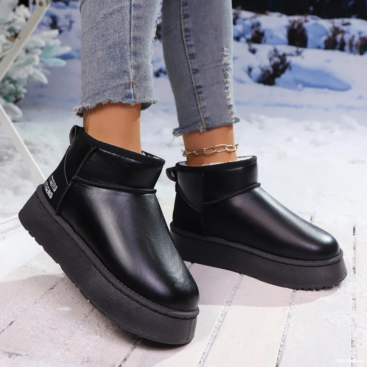 Women's Ankle Boots Pu Leather Faux-Fur Platform Flats 2dfdbd6ad9624a30b00318d4bf393701-Max-Origin Trendsi