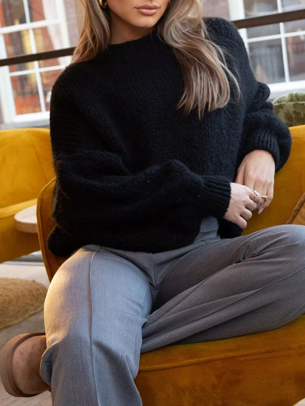 Women's Sweater Round Neck Dropped Shoulder Oversized Knit Pullover 2dff8da237544769871afc20dfdd3fee-Max-Origin Trendsi