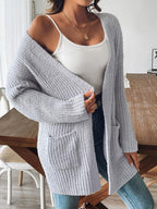 Knit Cardigan Open Front Long Sleeve Knitwear with Pockets 2e06c09b-bf5e-4b5f-b99e-688fd48b89c9-Max Trendsi