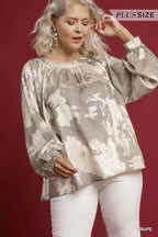 Umgee Blouse Metallic Fabric with Balloon Long Sleeves Top S-2XL 2e2acf06-0bcd-4e28-ab4b-0e4cce737599-Max-Origin Trendsi