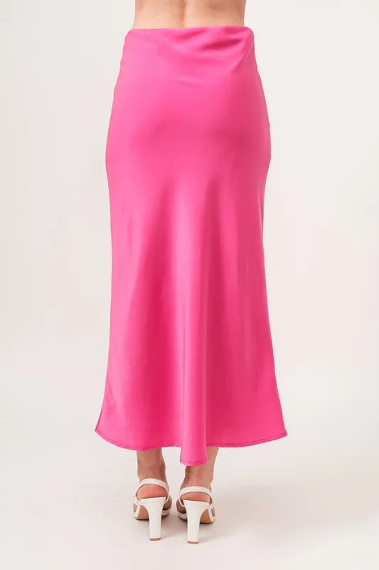 And The Why Satin Midi Skirt Hot Pink Solid Basic style 2e4f48f7ab364feaafb4bedcd0d465b2-Max-Origin Trendsi