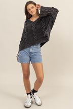 HYFVE Cable Knit Sweater Oversized V-Neck Long Sleeve 2e81d215-bd61-4e1d-b841-b32de8c7d4ba-Max Trendsi