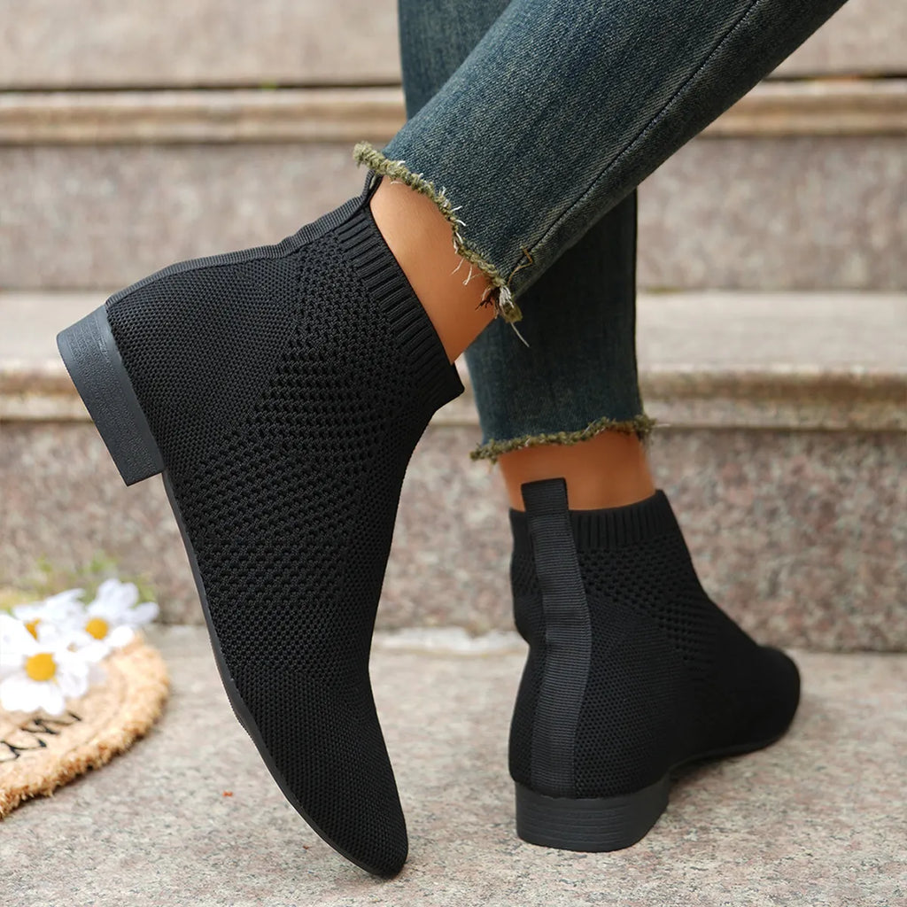 Women's Ankle Boots Mesh Knit Stretch Comfort Fit Mid Heels 2eae75083d534cf4965fca691ebde01c-Max-Origin Trendsi