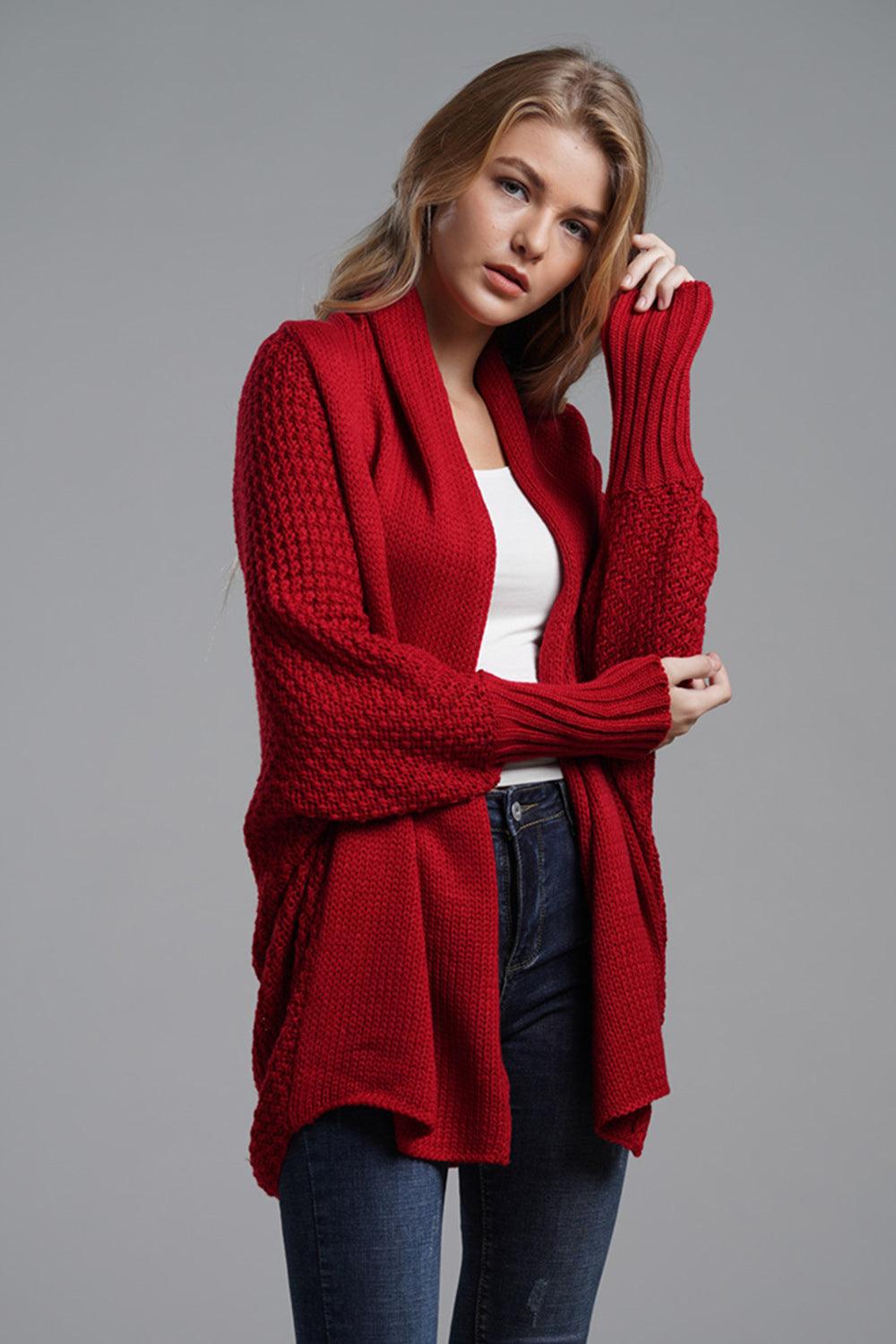 Knit Cardigan Oversized Batwing Long Sleeve Open for Women