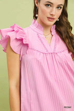 Umgee Flutter Sleeve Tiered Dress