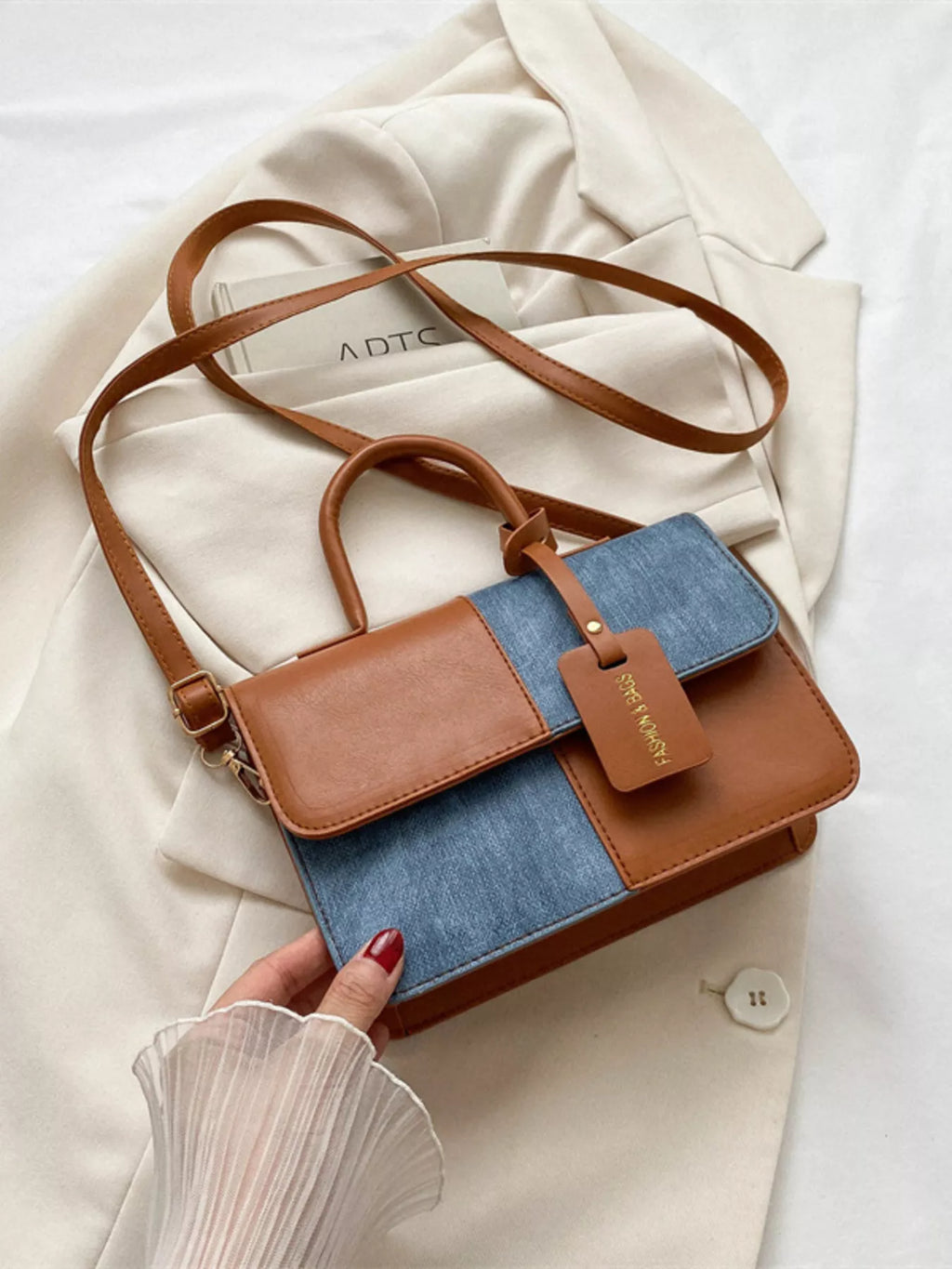 Womens Crossbody Bag Small Pu Leather Two-Tone Plaid Flap Handbag 2f0c691af9b54ae18161fdbbc859a6f6-Max-Origin Trendsi