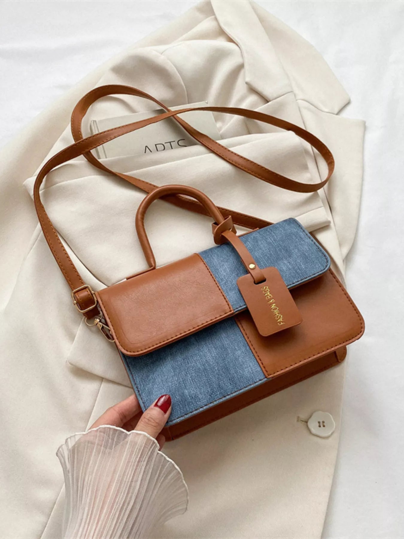 Womens Crossbody Bag Small Pu Leather Two-Tone Plaid Flap Handbag 2f0c691af9b54ae18161fdbbc859a6f6-Max-Origin Trendsi