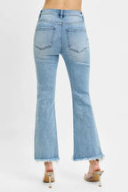 RISEN Jeans Crop Bootcut Fray Hem High Rise Light Blue Denim Pants 2f237e62574042d299430ae23853ae37-Max-Origin Trendsi
