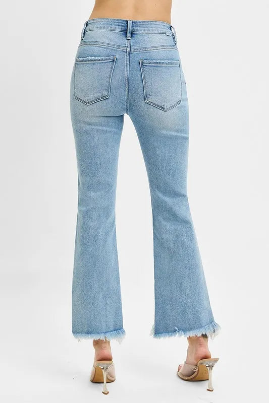 RISEN Jeans Crop Bootcut Fray Hem High Rise Light Blue Denim Pants 2f237e62574042d299430ae23853ae37-Max-Origin Trendsi