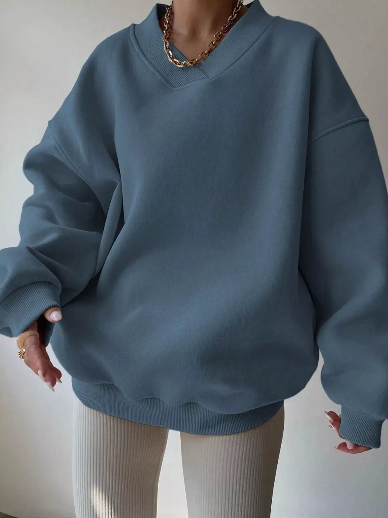 Women's Sweatshirt Dropped Shoulder Long Sleeve Oversized Pullover Dark Blue 2f51d66b48b84e788986e769c0cbb175-Max-Origin Trendsi