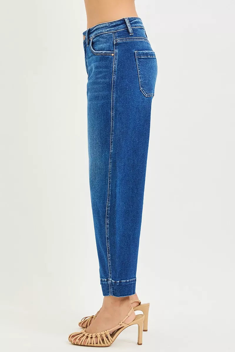 RISEN Crop Barrel Jeans Womens Mid Rise Dark Was Denim Pants 2f70ea043a3e4647aac7139acc8e35aa-Max-Origin Trendsi