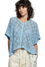 POL Crochet Lace Short Sleeve Top