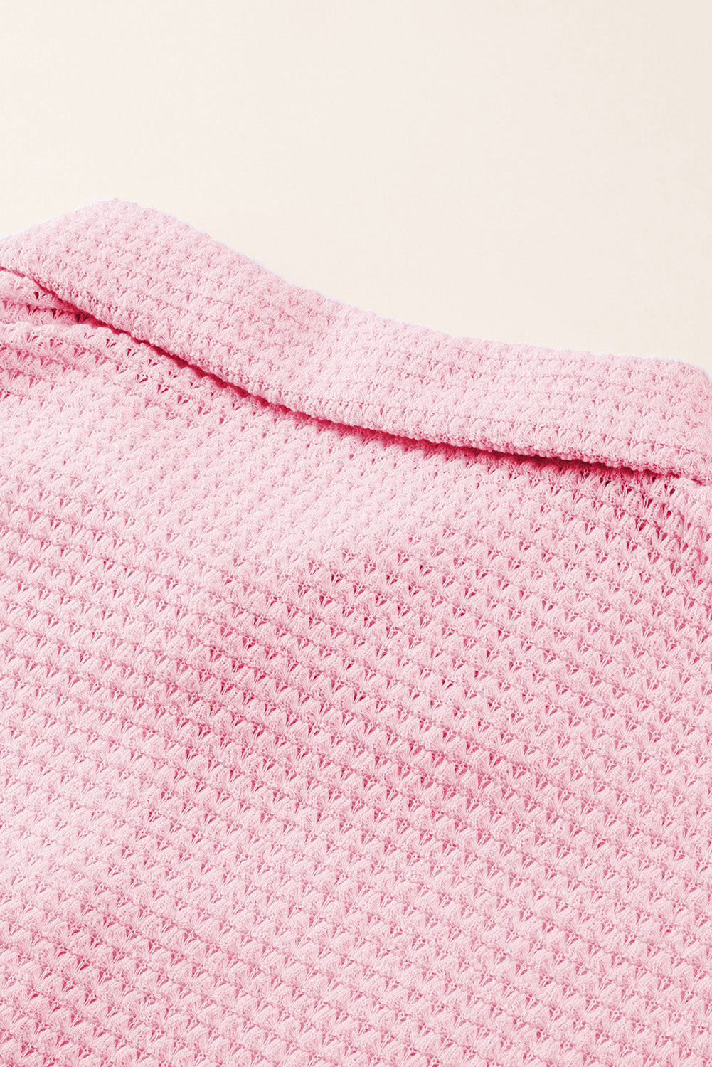 Waffle-Knit Women Shirt Collared Neck Long Sleeve Pocketed Single Breasted 2f81e7f6-9325-49ad-8372-9df96f6f1004-Max Trendsi