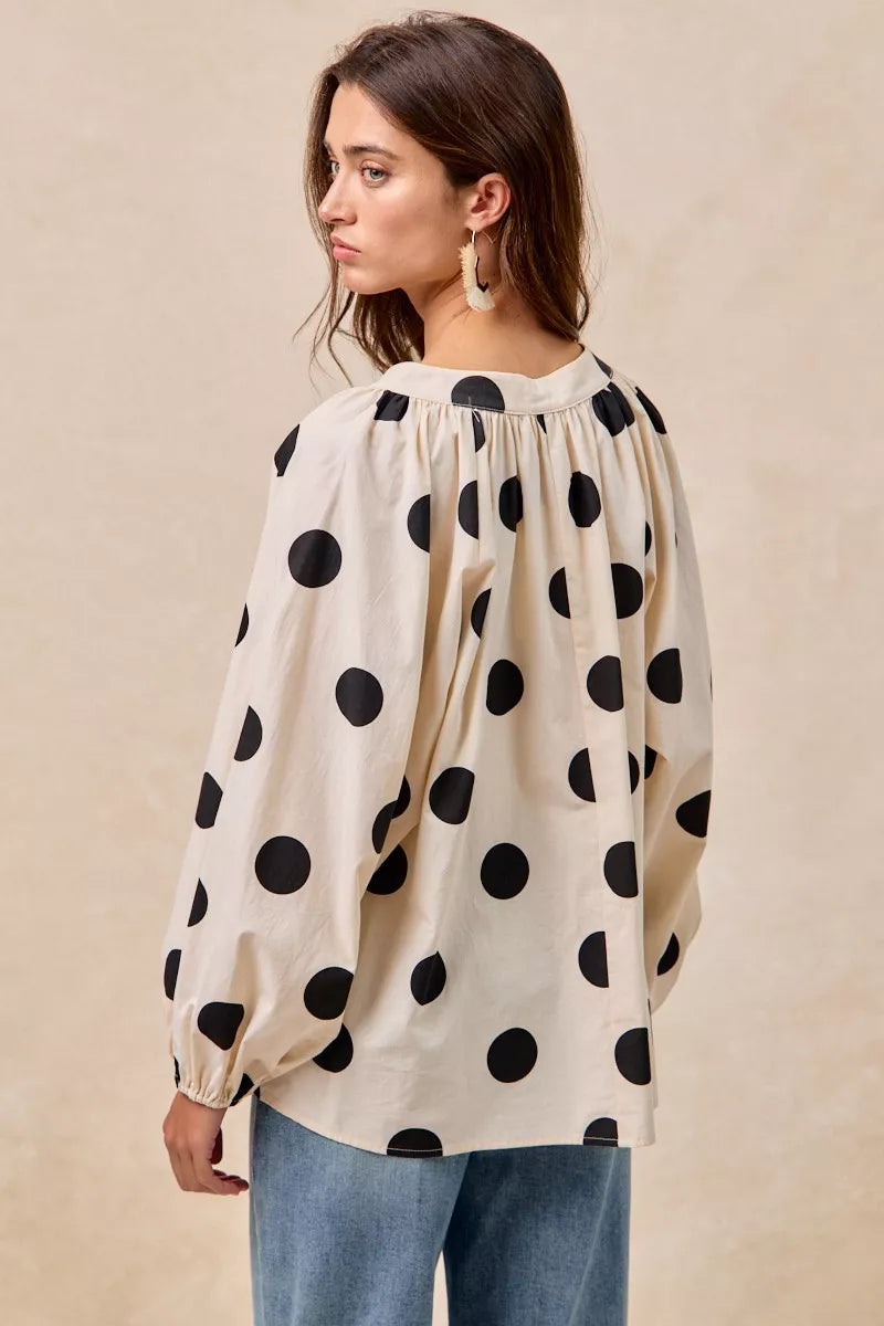 BiBi Womens Blouse Polka Dot Exaggerated Balloon Long Sleeves Top 2fa59e49f5824e6fbfd8d4627e949aab-Max-Origin Trendsi