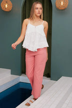 Mittoshop Wide Leg Pants Coral Pink Twill Patch Pocket High Rise 2fa8a0fffdef4965add1f88bb7482ebd-Max-Origin Trendsi