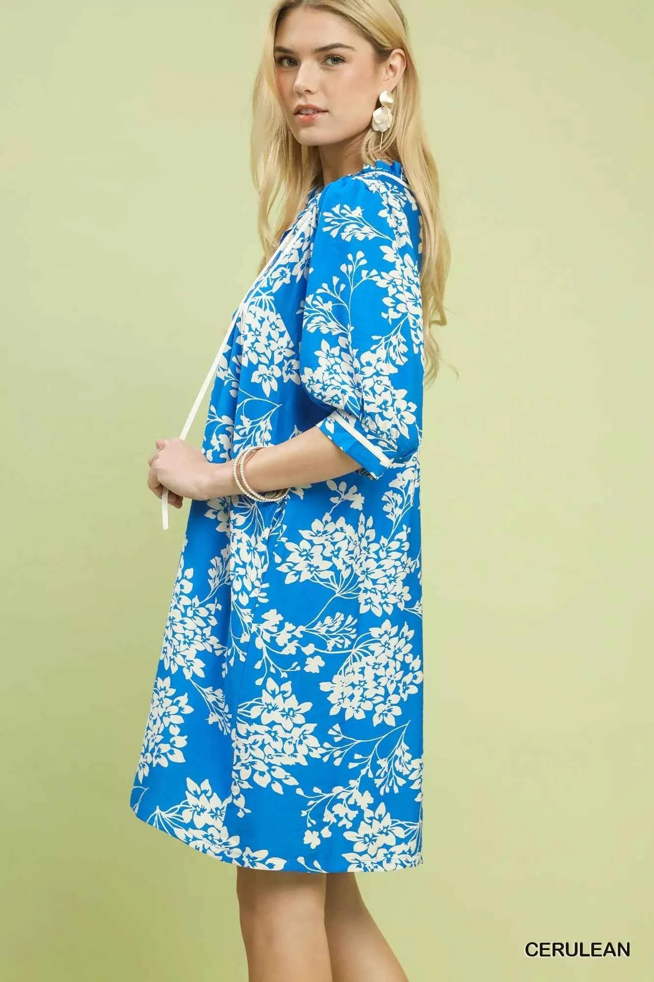 Umgee Floral Babydoll Dress with Pockets