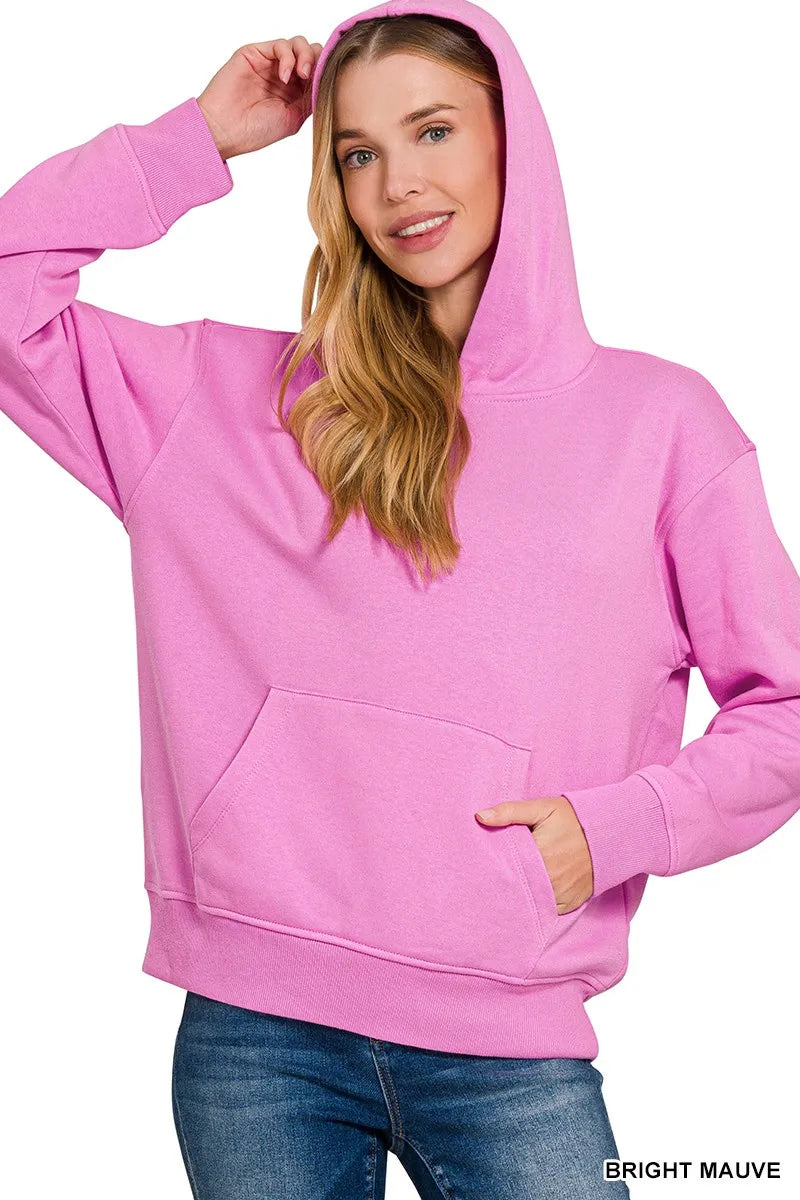 Zenana Fleece Womens Hoodie Bright Mauve Kangaroo Pocket Top 2fccf96be1424df8a546c23dc7738783-Max-Origin Trendsi