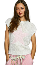 POL Star Round Neck Popcorn Knit Top