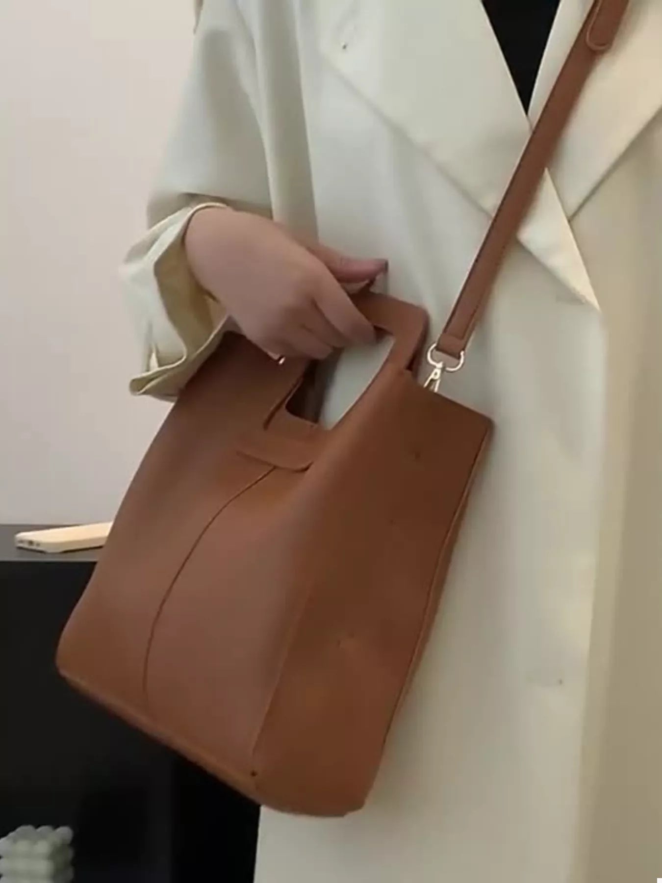 Women's Crossbody Bag Square Handle PU Leather Medium Handbag Brown One Size 3019a482-7c6c-4d87-9359-fa52754404f5-Max-Origin Trendsi