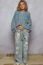 POL Cropped Jacket Hooded Blue Contrast with Raw Edge Detail Oversized 303c29b0-3113-4891-bab4-63d82df33533-Max-Origin Trendsi