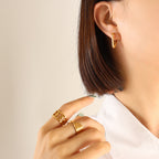 18K gold-plated Earrings Titanium Steel Hoop Geometric Huggie Fashion Jewelry Gold Sharp Triangle One Size 307d0ac6-d601-40e0-91e9-87033bc0d612-Max Trendsi