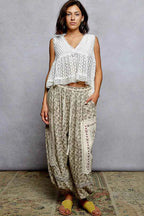 POL Blouse Textured Lace Cropped Tank Ivory Ruffled with Trim Detail Top 308dae61-be25-4f77-b3af-6f0c0e5ae14f-Max-Origin Trendsi