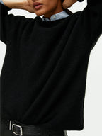 Women Sweater Round Neck Drop Shoulder Long Sleeve Soft Solid Pullover 30995f48-32f0-4cff-b25d-9fd8a4d29ad9-Max Trendsi