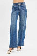RISEN Womens Wide Baggy Jeans Mid Rise dark Wash Denim Pants 309f870309594f4286a1902825ad886c-Max-Origin Trendsi